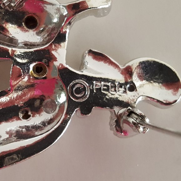 Vintage PELL Signed French Poodle Figural Rhinestone Brooch Pin - Picture 10 of 13